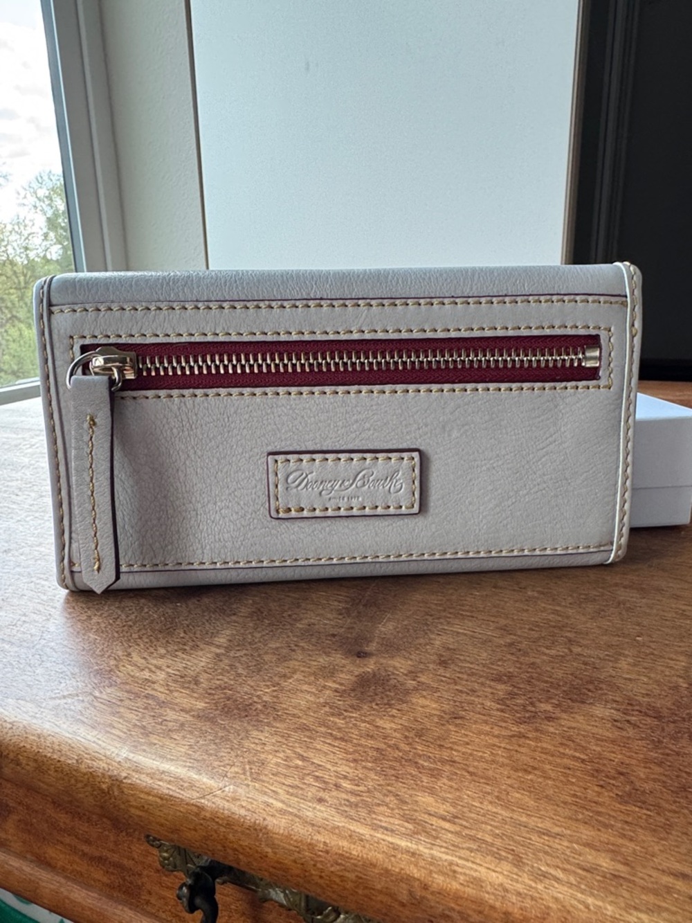 Dooney & Bourke Florentine Leather Continental Turnlock Wallet in Ecru - Picture 2 of 13